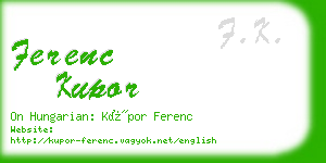 ferenc kupor business card